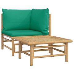 Garden Lounge Set Green Bamboo, Polyester Medium Modular