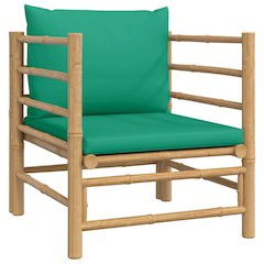 Garden Sofa Natural Bamboo, Green Bamboo, Polyester Single