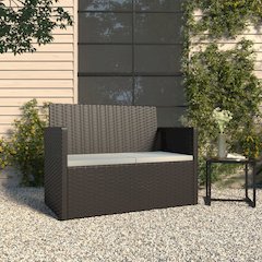 Patio Bench with Cushions Black 41.3" Poly Rattan
