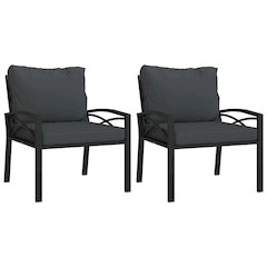 Garden Chair Set of 2 Black and Grey