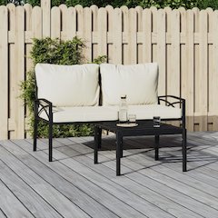 Patio Chair Set of 2 Black and Sand