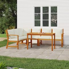 Patio Dining Set Natural Solid Acacia Wood Standard Modular