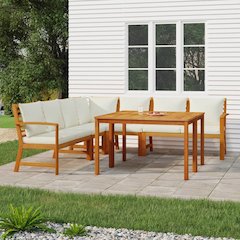 Patio Dining Set Natural Wood Solid Acacia Wood