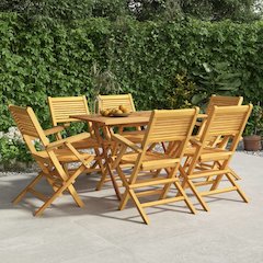 Folding Garden Chair Set of 6 Teak Wood Solid teak wood Medium