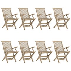 Folding Garden Chair Set of 8 Grey Solid teak wood Medium