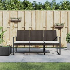 3-Seater Garden Bench Brown PP (Polypropylene) with rattan look