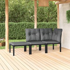 Garden Lounge Set Black and Grey