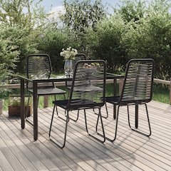 Garden Dining Set Black PE Rattan 5 Piece Set Durable
