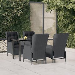 Garden Dining Set Dark Grey Round PE Rattan Garden Dining Set