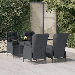 Garden Dining Set Dark Grey, Black