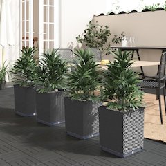 Planter Set of 4 Black Polypropylene Medium Decorative Inlays