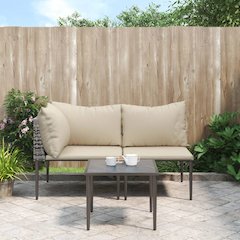 Garden Lounge Set Gray PE rattan, steel, polyester Medium Modular