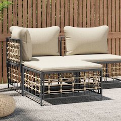 Garden Footstool Anthracite Poly Rattan Medium Modular
