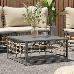Garden Table Anthracite PE rattan, powder-coated steel