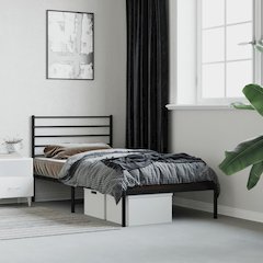 Bed Frame Black Powder-coated steel Twin Bed Frame Rectangular