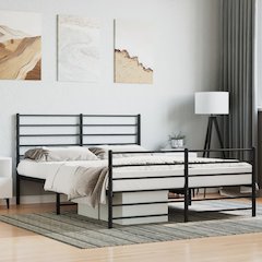 Bed Frame Black Steel King Bed Frame Rectangular Traditional