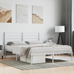 Bed Frame White Steel Full Bed Frame Rectangular Full Bed