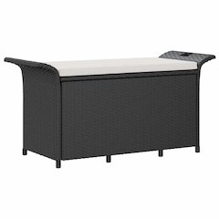 Garden Bench Black Polyethylene with rattan look
