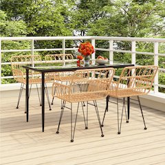 Garden Dining Set Black Steel Medium Durable Garden Dining Set