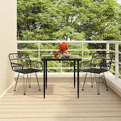 Garden Dining Set Black