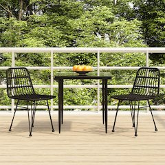 Garden Dining Set Black Poly Rattan Medium Durable