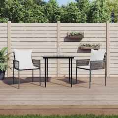 Garden Dining Set Brown, Black, Cream White