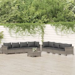 Garden Lounge Set Grey PE rattan Large Modular
