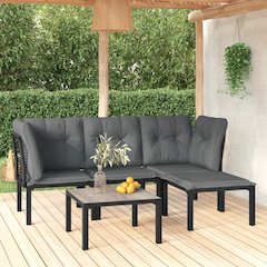 Garden Lounge Set Black and Dark Grey