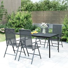 Garden Dining Set Anthracite Steel Medium Height-Adjustable