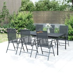 Garden Dining Set Anthracite Powder-Coated Steel