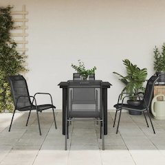 Garden Dining Set Black and Dark Grey