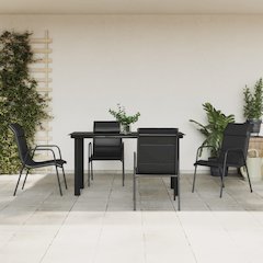 Garden Dining Set Black Powder-coated steel Medium Durable