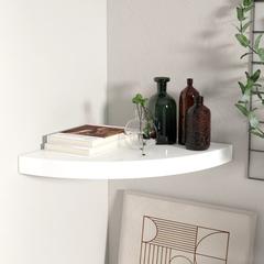 Corner Shelf High gloss white Honeycomb MDF, metal 13.8x13.8x1.5 in