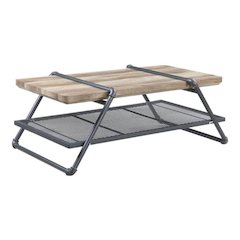 Rectangular Oak and Sandy Gray Coffee Table - Industrial Design, Metal Accents