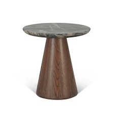 Caldera Side Table in Lava Marble and Dark Oak