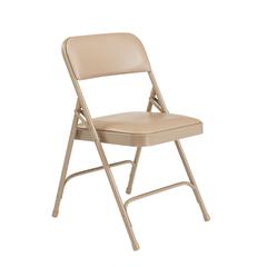 NPS® 1200 Series Premium Vinyl Upholstered Double Hinge Folding Chair, French Beige (Pack of 4)