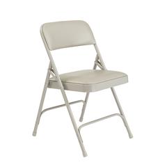 NPS® 1200 Series Premium Vinyl Upholstered Double Hinge Folding Chair, Warm Grey (Pack of 4)
