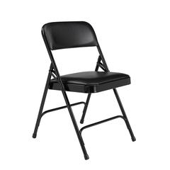 NPS® 1200 Series Premium Vinyl Upholstered Double Hinge Folding Chair, Caviar Black (Pack of 4)