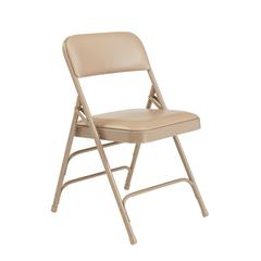 NPS® 1300 Series Premium Vinyl Upholstered Triple Brace Double Hinge Folding Chair, French Beige (Pack of 4)