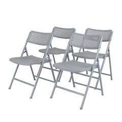 Airflex Series Premium Polypropylene Folding Chair, Platinum (Pack of 4)
