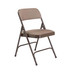 NPS® 2200 Series Deluxe Fabric Upholstered Double Hinge Premium Folding Chair, Russet Walnut (Pack of 4)