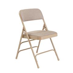 NPS® 2300 Series Deluxe Fabric Upholstered Triple Brace Double Hinge Premium Folding Chair, Café Beige (Pack of 4)