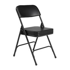 NPS® 3200 Series Premium 2" Vinyl Upholstered Double Hinge Folding Chair, Black (Pack of 2)