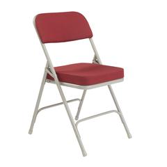 NPS® 3200 Series Premium 2" Fabric Upholstered Double Hinge Folding Chair, New Burgundy (Pack of 2)