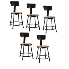 (5 Pack) NPS® 18"Heavy Duty Steel Stool With Backrest, Black