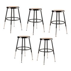 (5 Pack) NPS® 19"-27" Height Adjustable Heavy Duty Steel Stool, Black