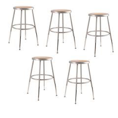 (5 Pack) NPS® 19"-27" Height Adjustable Heavy Duty Steel Stool, Grey