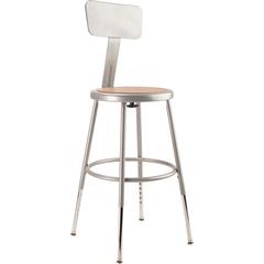 NPS® 19"-27" Height Adjustable Heavy Duty Steel Stool With Backrest, Grey