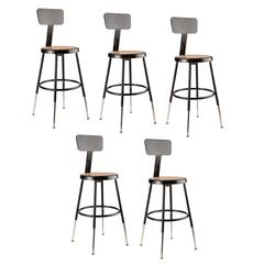 (5 Pack) NPS® 19"-27" Height Adjustable Heavy Duty Steel Stool With Backrest, Black