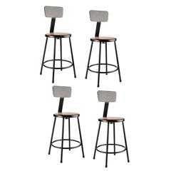 (4 Pack) NPS® 24"Heavy Duty Steel Stool With Backrest, Black